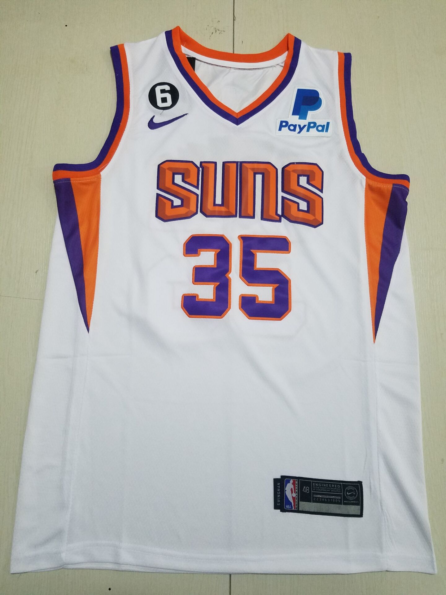 Men Phoenix Suns #35 Durant White Nike Paypal 2023 NBA Jersey